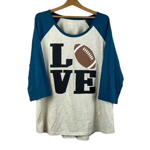 NWOT Women Within Shirt SZ 1X 22/24 3/4 Length Sleeve Scoop Neck Football - Picture 1 of 6